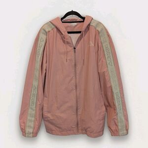 Kappa Pink Windbreaker Jacket Y2K Streetwear Logo Tape Hooded XXL